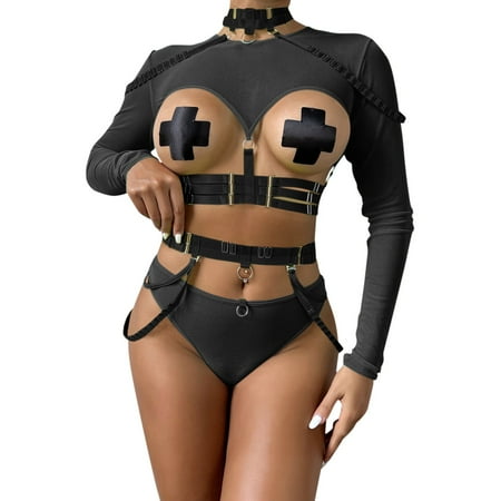 

Women s Lingerie Sleep & Lounge Bodysuit Teddy Bodysuit Solid Black M