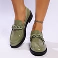 thumbnail image 4 of Xucatan Trendy Women's Chain Embellished Loafers with Glossy Patent Finish, Low Block Heel Slip-On Shoes with Padded Insole, Wide Fit Comfortable Walking Shoes for Spring Fall Outfits Gift, 4 of 9