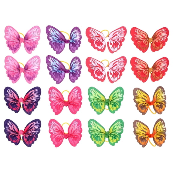GASTROPOD Dog Hair Bow Butterfly Cute Small Bows 16 Pcs Pet Head Flower Headband Decor Tie