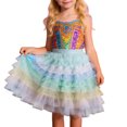 thumbnail image 2 of JIAYUE Girls Carnival Skirts Color Blocking Mini Elastic Waist Patchwork Tutu Skirt For Kids Cute Lovely Dancewear, 2 of 6