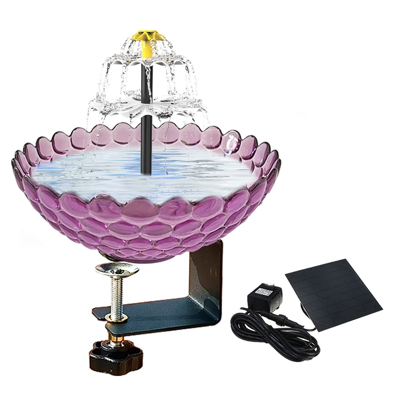 MMJ Solar Fountain Bird Bath Outdoor Garden Mini Solar Powered Bird Bath Basin for Backyard Decoration Metal