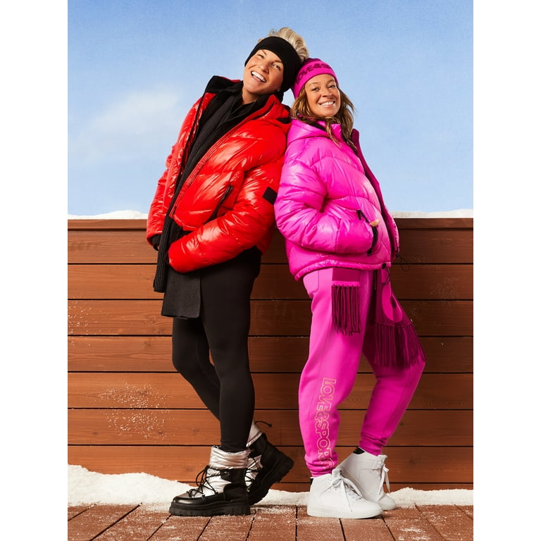 Love & Sports Women's Cropped Puffer Jacket with Hood 