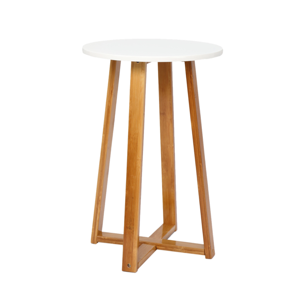 Fithood FCH Single Layer Bamboo Side Table 40*37*59.5cm Round White