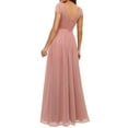 thumbnail image 5 of Franhais Women's Long Evening Dress, Solid Color Lace Patchwork Backless V Neck Elegant Dress, 5 of 7