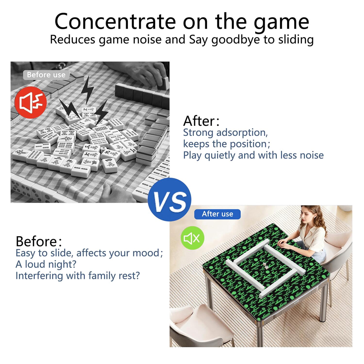 Large Plants Style Mahjong Mat 31.5x31.5 Inches Crafted from Durable Rubber with Anti-Slip Surface and Noise Dampening Technology for Multi-Purpose Game Table Use
