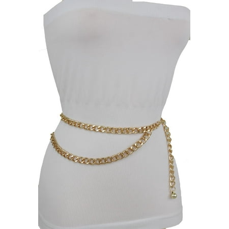 Women Belt Gold Metal Chain Links Hip Waist New Elegant Dressy Fashion