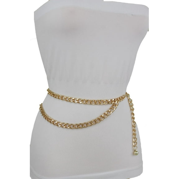 Women Belt Gold Metal Chain Links Hip Waist New Elegant Dressy Fashion Accessories