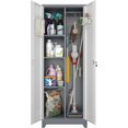 thumbnail image 7 of Broom Storage Cabinet, Metal Utility Storage Cabinet with Hanging Rail, 65" Tall Cleaning Tool Organizer with Shelves and Doors, for Home, Garage, Office, Balcony, 7 of 7