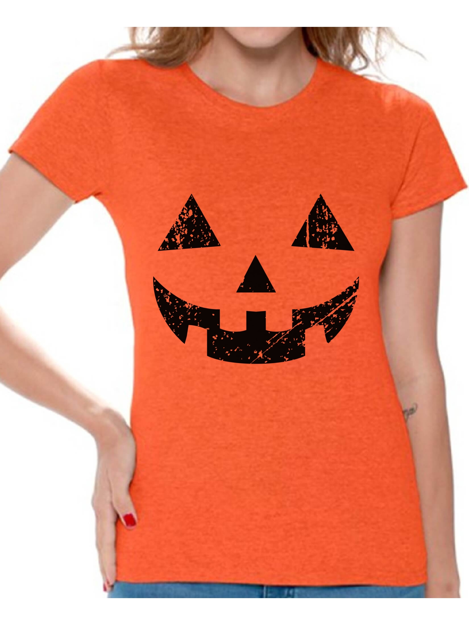 Halloween Pumpkin Print Tops for Women Lady O-Neck Long Sleeve Shirts Casual Loose Blouses