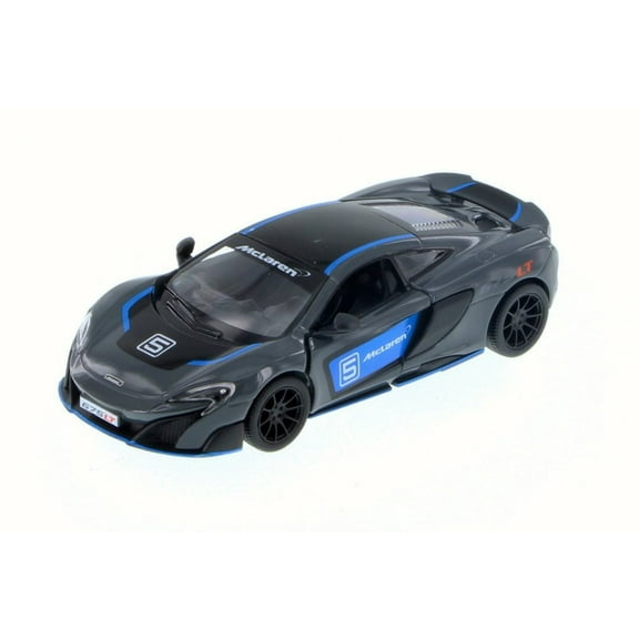 McLaren 675LT with Prints, Black w/ Decals - Kinsmart 5392DF - 1/36 Scale Diecast Model Toy Car