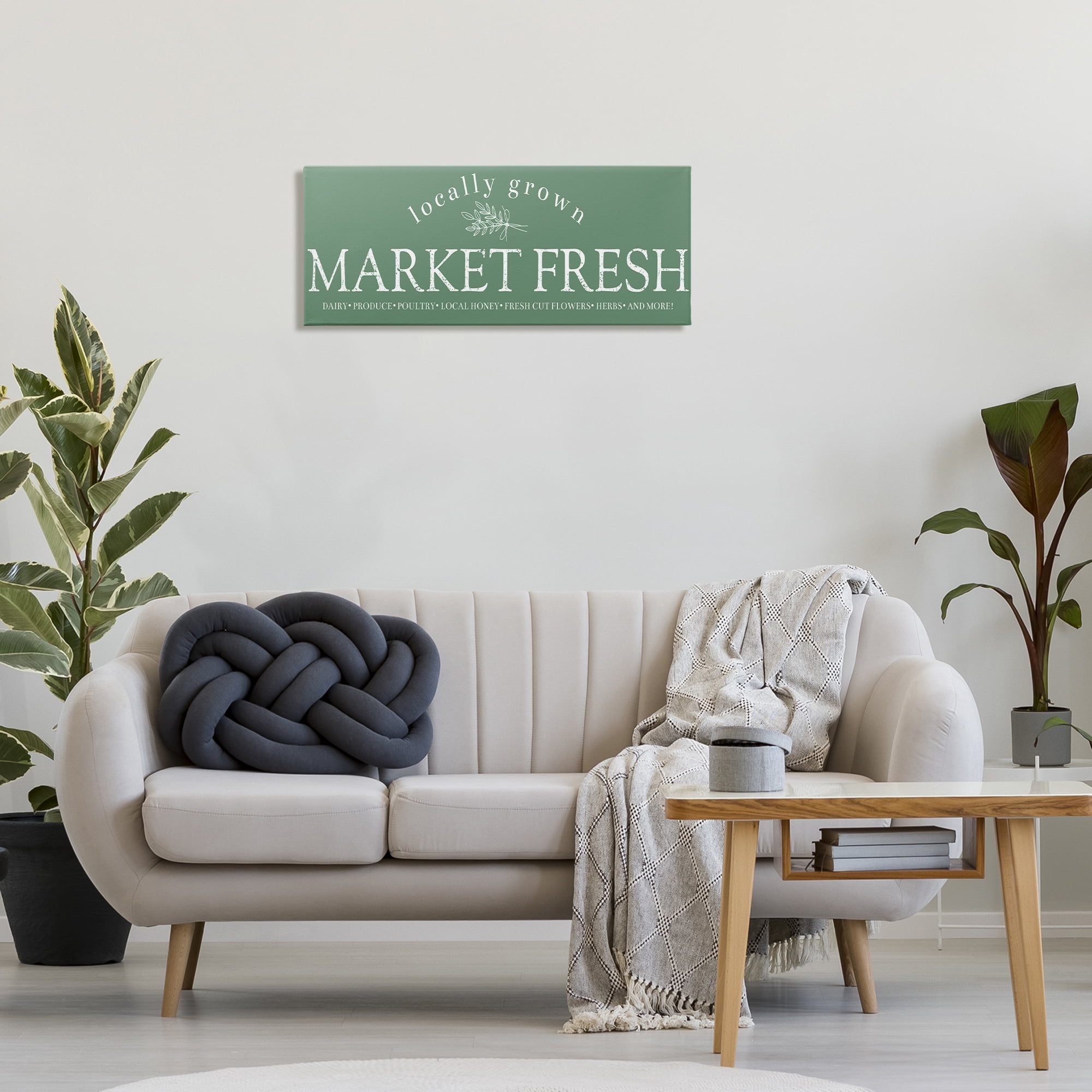Stupell Industries Locally Grown Market Text & Numbers Painting Wrapped Canvas Art Print Wall Art, 30 x 13