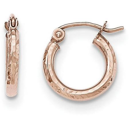 14k Rose Gold Earrings - 14kt Rose Gold Lightweight Diamond-Cut Hoop Earrings
