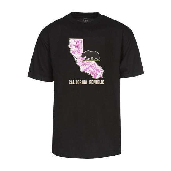 Mens Pink Star Men's California Republic Bear Short-Sleeve T-Shirt - Black - 3X-Large