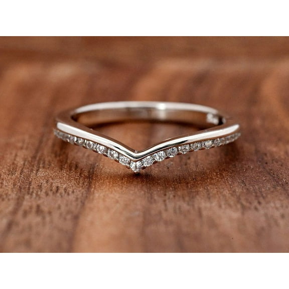 Blue Jewel 0.6 Ct Round Cut Diamond Rings - 14K White Gold Plated Rings - V Shape Engagement Gift for Women's - Simple Wedding Rings for Gifts - Diamond Jewelry For Birthday Gift - Proposal Rings