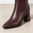 thumbnail image 4 of HAPIMO Women Ankle Boots Pointed Toe Chunky Block Heel V‑shaped Top Opening Zipper Faux Leather For Dating Dinner And Daily City Outings Wine 37, 4 of 7