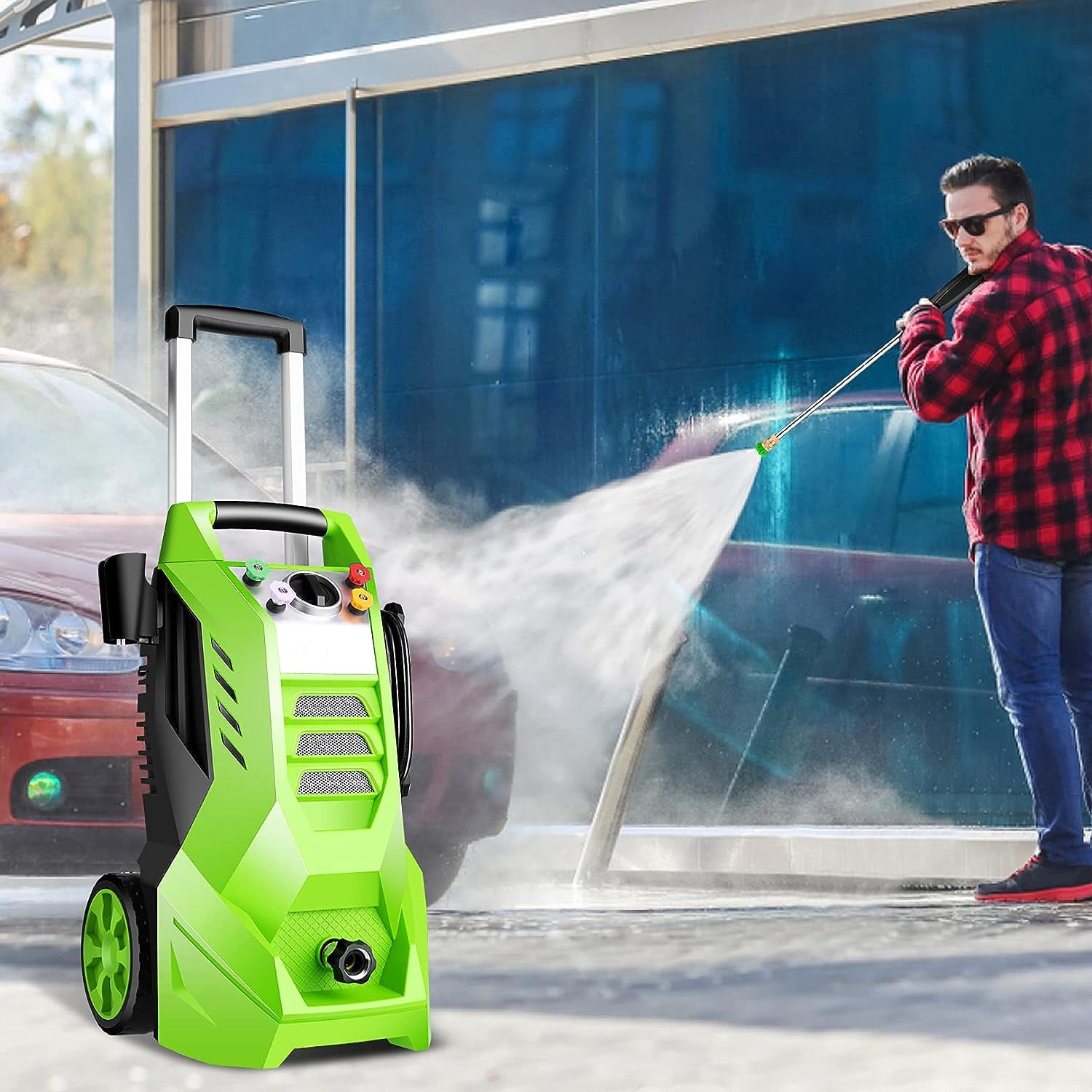 Electric Pressure Washer FOTING 1800W Power Washer with Foam Cannon, 4  Nozzels and 23FT Hose, 35FT Power Cord, High Pressure Washer for Cleaning  Car