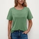 thumbnail image 2 of Camisas de Cuello de Tripulación de Manga Corta para las Mujeres Plisado Mangas de Ruffle, Cuello Redondo Casual Primavera Y Blusa de Verano, 2 of 7