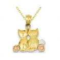 thumbnail image 1 of Collier Pendentif Deux Chats en Or Jaune 14 Carats avec Chaîne, 1 of 3