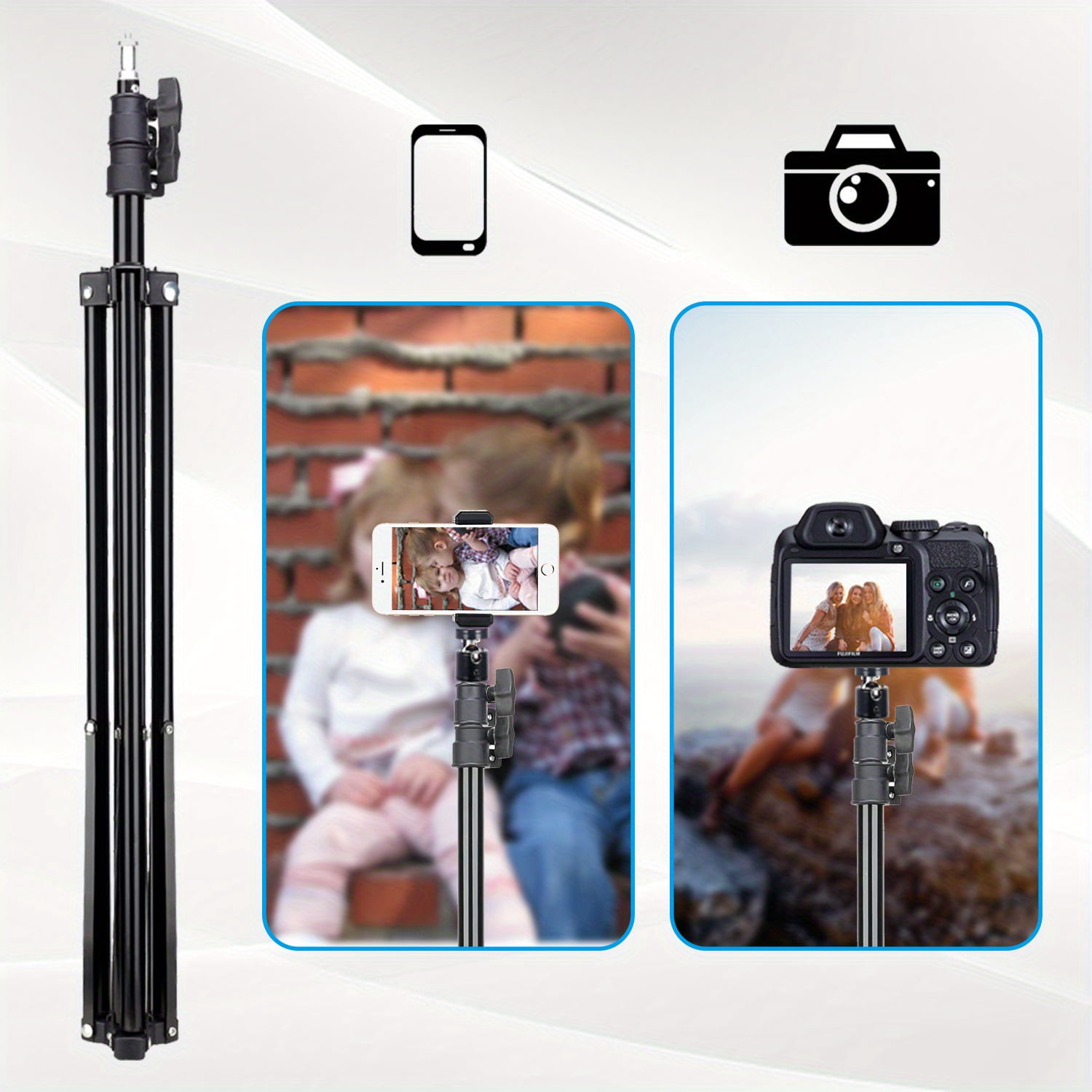 63inch/1.6m Mobile Phone Stand Tripod With Mobile Phone Universal Clip, Outdoor Support On The Ground To Take Photos--Best Halloween Gift