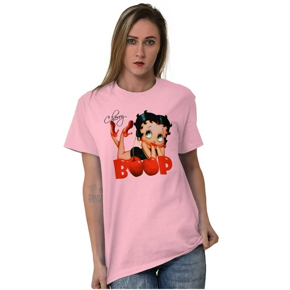 Vintage Betty Boop Cartoon Cherry Women's Graphic T Shirt Tees Brisco Brands S