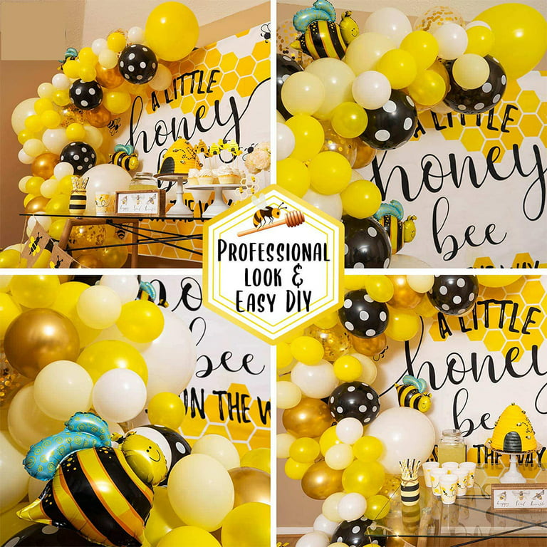 Yellow Party Black Dots, Bee Balloon Garland, Bee Theme Party Kit
