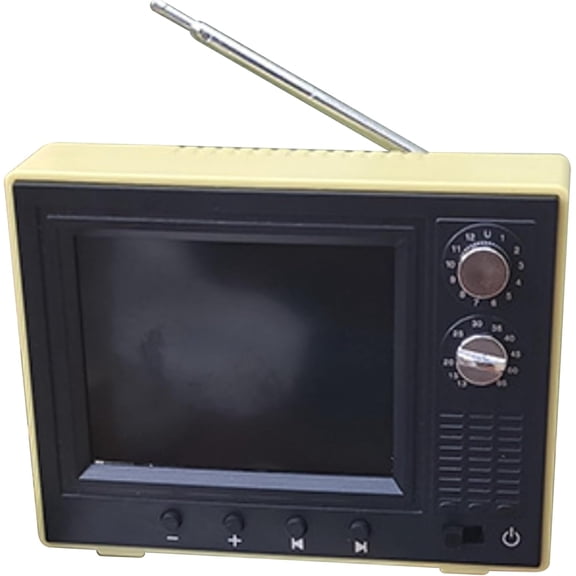 USB Rechargeable Vintage Mini TV - 1:12 Scale Dollhouse Accessory with LCD Screen, 180° Rotatable Antenna, Retro Toy for Dollhouse Miniatures & Collectibles