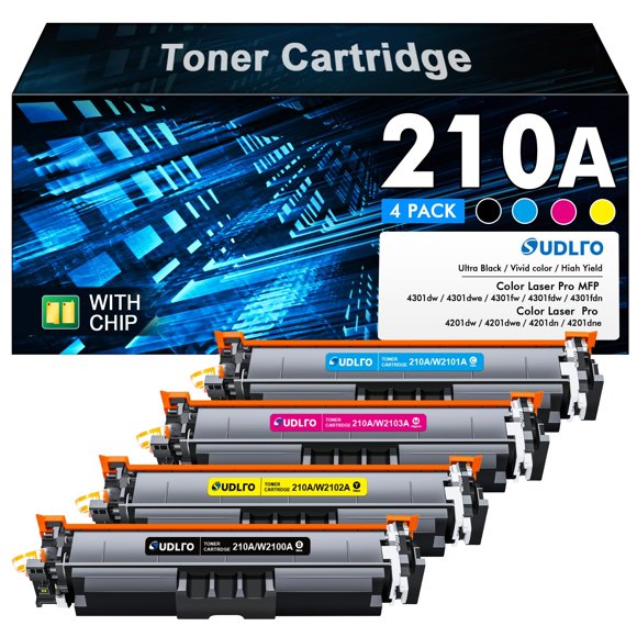 Cartuchos de tóner SUDLTO 210A, paquete de 4, compatibles con HP 4301fdw