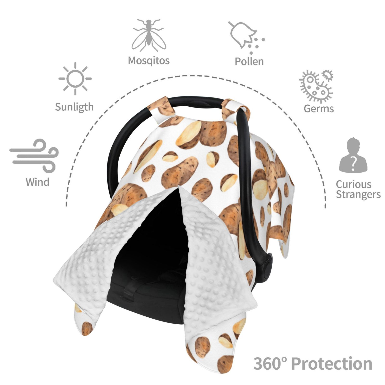 Car Seat Cover Baby - potato pattern Breathable Infant Car Seat Cover for Baby Carseat, Lightweight Comfort Baby Essentials Must Haves Newborn Stuff for Girl Boy
