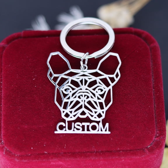 Custom Pet Name Keychains Stainless Steel Dog Animal Keyring Engraved Nameplate Memorial Gift for Loss of Dog Key Chain