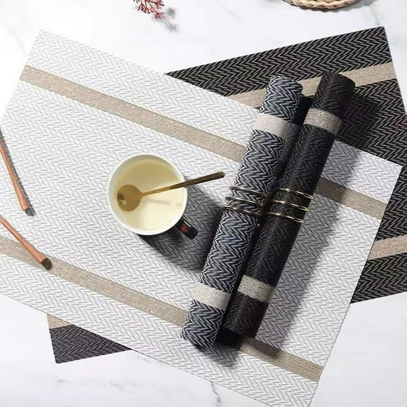 Mantel individual de PVC para mesa de comedor, tapete aislante para comida occidental, ligero, de lujo, estilo nórdico, decoración de seda dorada para alimentos, tapete para cuencos de hogar