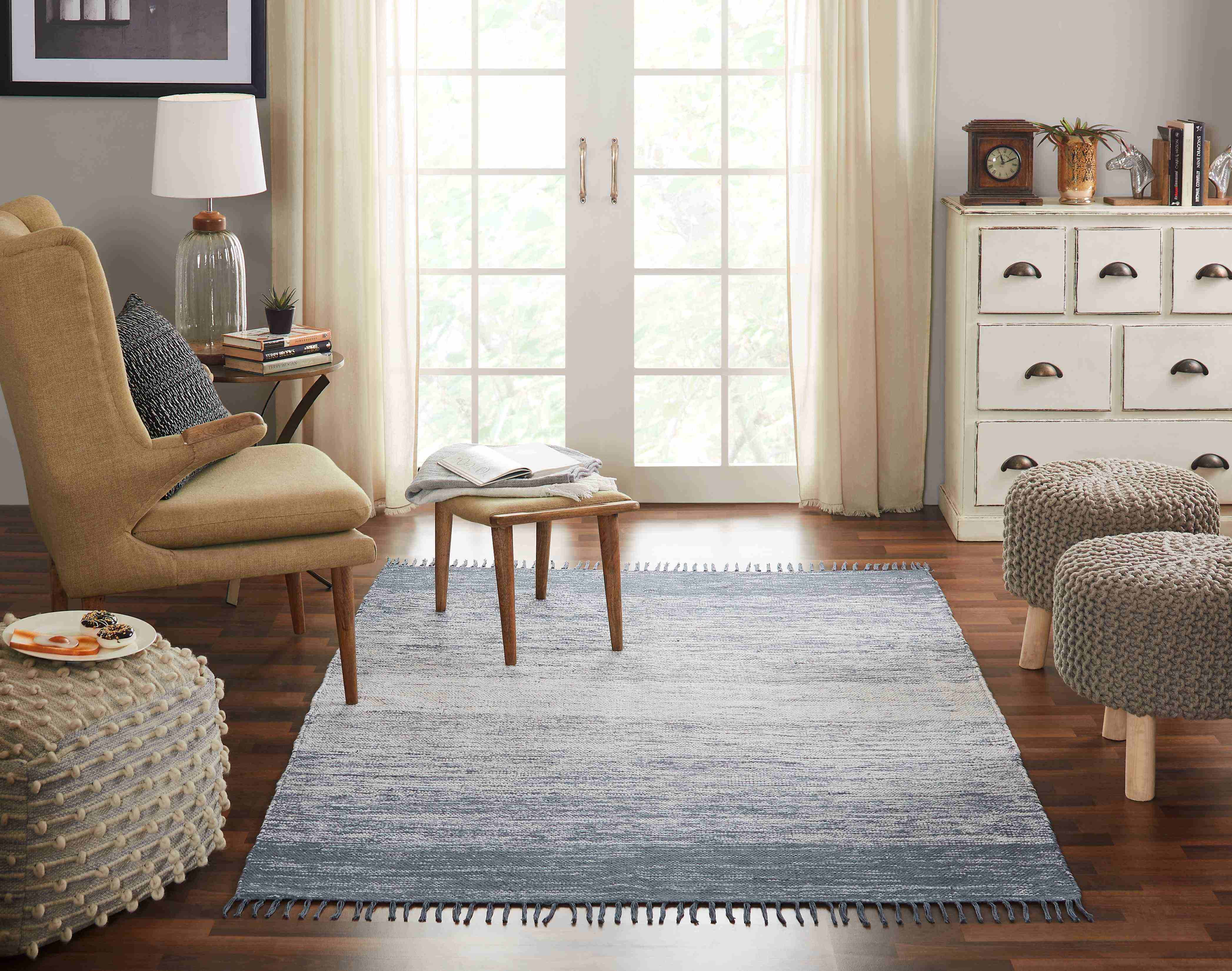 Chesapeake Cotton Ombre Blue Area Rug (7'3" x 9'3")