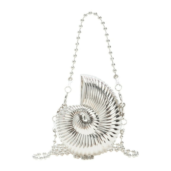 Trendy Mini Alloy Seashell Crossbody Bag Stylish Shoulder Purse Fashionable Accessory for Makeup and Everyday Use Women’s Clutch