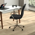 thumbnail image 3 of Emma + Oliver Modern Black Faux Leather Upholstered Mid-Back Home Office Chair with Arms and 5 Star Brushed Chrome Base, 3 of 12