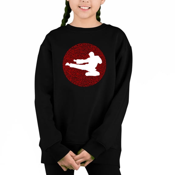 Types Of Martial Arts - Girl's Word Art Crewneck Sweatshirt