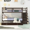 thumbnail image 2 of Bellemave Bunk Bed with Trundle and Stairs, Solid Wood Twin Over Twin Bunk Bed with 4 Storage Drawers for Teens Adults (Espresso), 2 of 9
