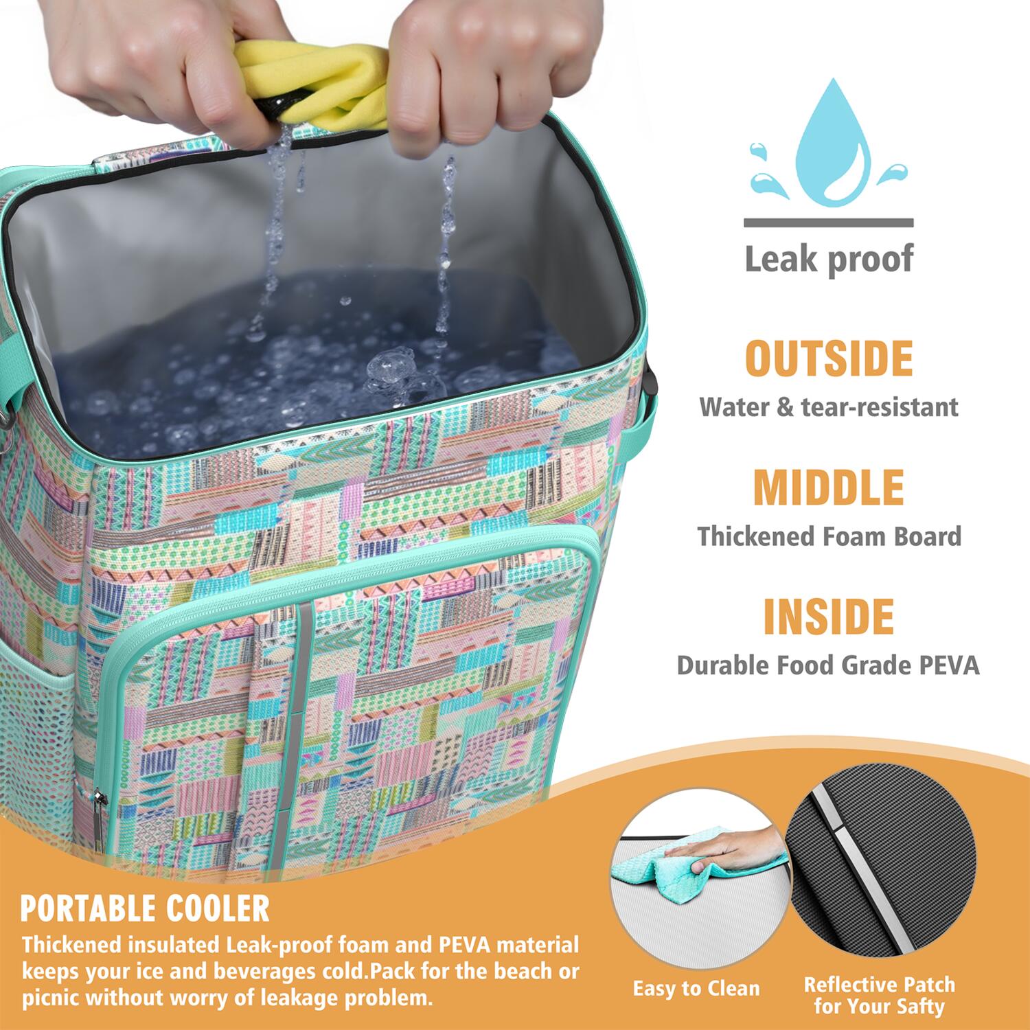 Travel Cooler Bag - Boho Bohemia Flower Camping Beer Cooler Backpack with Bottle Opener- Waterproof Insulated Picnic Backpacks - Cooler Bag for Beach
