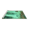thumbnail image 2 of Ahgly Company Machine Washable Indoor Square Abstract Turquoise Blue Modern Area Rugs, 7' Square, 2 of 4