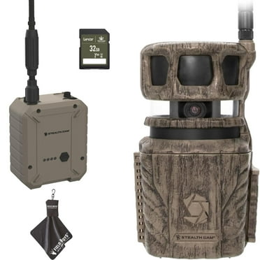 Stealth Cam Revolver 36MP Trail Camera with 1080P HD Video at 30 FPS, 0.4 Sec Trigger Speed, 360 Panoramic View, Built-in GPS, Verizon/AT&T Cellular, External Battery, 32GB SD Card, and Cloth
