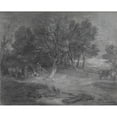 thumbnail image 3 of Thomas Gainsborough 14x12 Black Modern Framed Museum Art Print Titled - Wooded Landscape with Gypsy Encampment (Between 1775 and 1780), 3 of 5