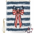 thumbnail image 2 of Independence Day Bow Shower Curtain, 72" x 84", 4th of July American Flag Star Blue Stripe Waterproof Bathroom Curtain Washable Shower Curtain Set with 12 Hooks, 2 of 9
