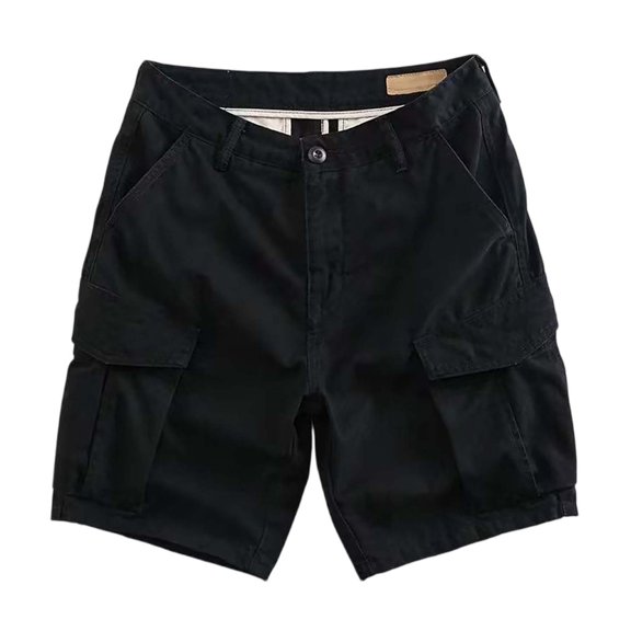 GrmtClth Mens Cargo Shorts Lightweight Casual Camo Shorts Relaxed Fit Cargo Shorts Summer Gym Shorts with Pockets Black L