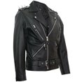 thumbnail image 2 of Men's  Brando  Black ''Ghostrider'' Spiked Leather Biker Jacket-Shefford in Black, 2 of 4