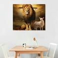 thumbnail image 2 of GOSMITH  Canvas Wall Art Lion, Lamb And Cross Canvas Print Artwork Christian Faith Cross Wall Art Paintings Framed Ready to Hang for Living Room Dinning Room Bedroom Bathroom Home Decor, 2 of 4