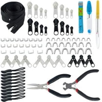 120pcs Zipper Repair Zipper Replacement Nylon Coil Zippers with Zipper Install Pliers Tool and Zipper Extension Pulls Seam Rippers Scissors for Clothing Jackets Tents Luggage Backpacks Mixed Color
