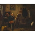 thumbnail image 2 of Michael Neder 18x15 Gold Ornate Wood Frame and Double Matted Museum Art Print Titled - Self -Portrait Michael Neder on the Easel (1853), 2 of 4