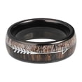 thumbnail image 2 of Wedding Ring Men Women 8mm Black Tungsten Wedding Band Arrow Antler & Wood, 2 of 7