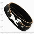 thumbnail image 2 of Stainless Steel Black and Brown Leather Wrap Bracelet - Measures 7mm Wide, 2 of 2