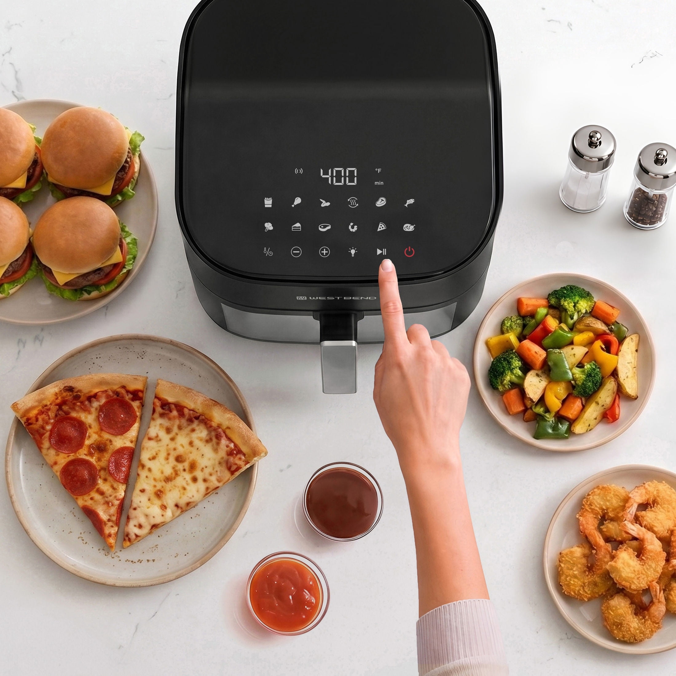 West Bend 7 Quart Digital Air Fryer, 12 Presets, Non-Stick Basket, Easy Cleanup, in Black (AFWB7DBK13)