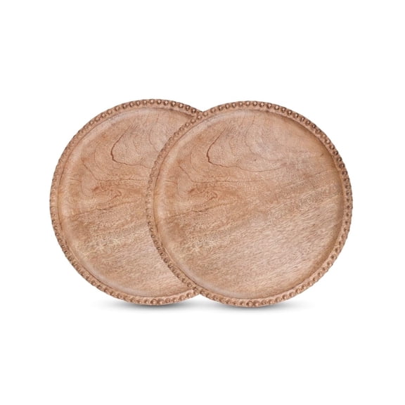 Natural Wooden Chargers for Dinner Plates Set of 2-Decorative 13 Inch Round Wood Beads Placemats for Dining Table Décor,Wedding,Party,Family Gathering,Christmas,New-Year,Events,& Everyday Use