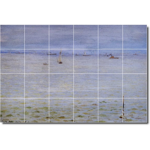 Ceramic Tile Mural-William Chase Waterfront Painting 426. 72" w x 48" h using (24) 12 x 12 ceramic tiles